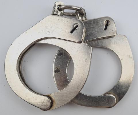 WW2 German Nazi police polizei gestapo menottes hand cuffs original for sale