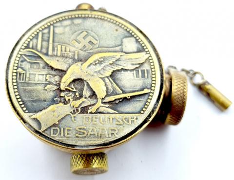 WW2 German Nazi Third Reich early fancy lighter from hunting club in Saar WORKING CONDITION