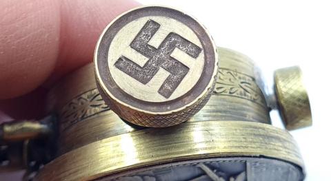 WW2 German Nazi Third Reich early fancy lighter from hunting club in Saar WORKING CONDITION
