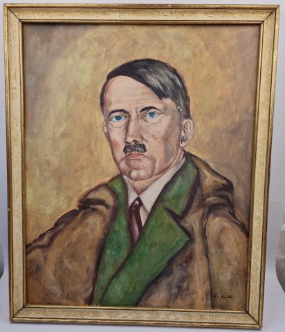 WW2 German Nazi Third Reich leader Fuhrer Adolf Hitler war period frame drawing photo adolf hitler signed by the artist 