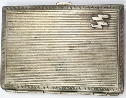 WW2 German Nazi Waffen SS cigarette case marked silverware rzm original panzer totenkopf