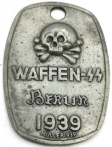 WW2 German Nazi WAFFEN SS early totenkopf panzer skull berlin badge 1939