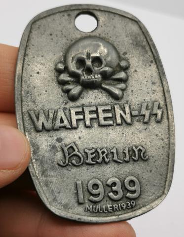 WW2 German Nazi WAFFEN SS early totenkopf panzer skull berlin badge 1939