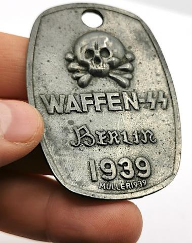 WW2 German Nazi WAFFEN SS early totenkopf panzer skull berlin badge 1939