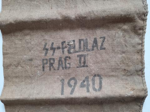 WW2 German Nazi Waffen SS large jut bag stamped prag 1940