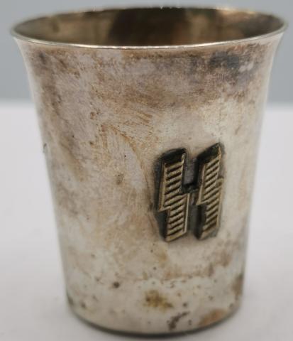 WW2 German Nazi Waffen SS silverware Vodka cup marked panzer totenkopf das reich lah lsaah