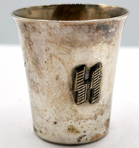 WW2 German Nazi Waffen SS silverware Vodka cup marked panzer totenkopf das reich lah lsaah