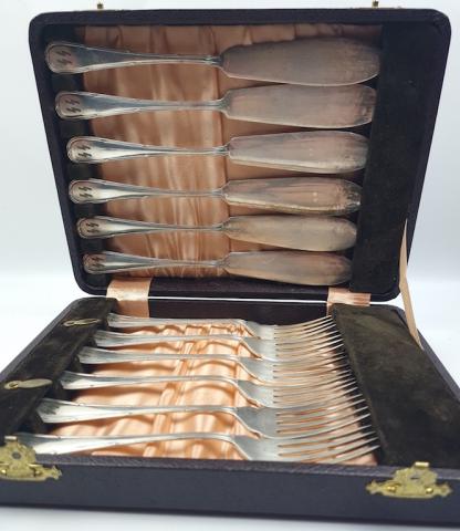 WW2 German Nazi WAFFEN SS set cutlery case silverware officer original for sale totenkopf