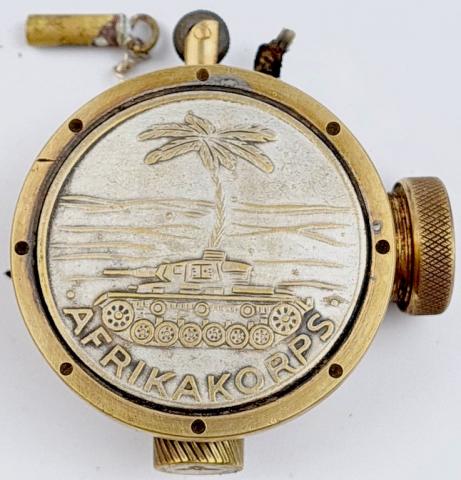 WW2 German Nazi Wehrmacht Afrika korps commemorative lighter WORKING with swastika and third reich eagle