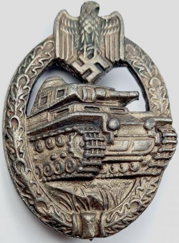 WW2 German Nazi Wehrmacht for sale Waffen SS Panzer Badge tank silver unmarked award