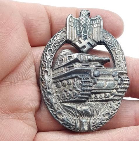 WW2 German Nazi Wehrmacht for sale Waffen SS Panzer Badge tank silver unmarked award
