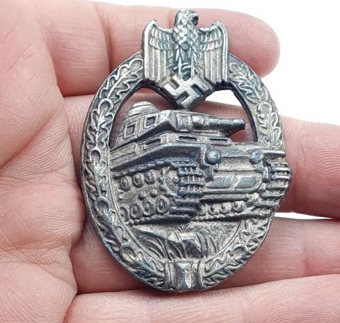 WW2 German Nazi Wehrmacht for sale Waffen SS Panzer Badge tank silver unmarked award