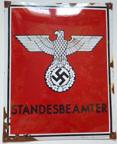 WW2 German Third Reich ealy NSDAP admin registration office large metal sign original for sale