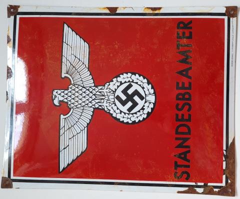 WW2 German Third Reich ealy NSDAP admin registration office large metal sign original for sale