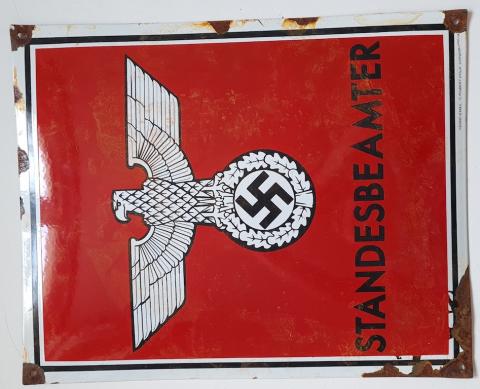 WW2 German Third Reich ealy NSDAP admin registration office large metal sign original for sale