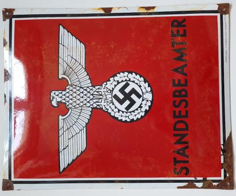 WW2 German Third Reich ealy NSDAP admin registration office large metal sign original for sale