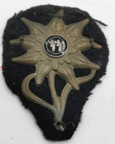 WW2 German Waffen ss flower Edelweiss patch cap mountain troops 5th SS Panzer Division Wiking ss runes