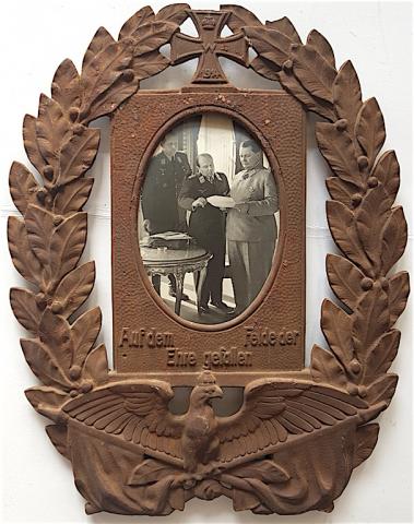 GERMAN ORIGINAL WW1 IRON CROSS FRAME PHOTO + WW2 LUFTWAFFE leader Hermann Goering original POSTCARD