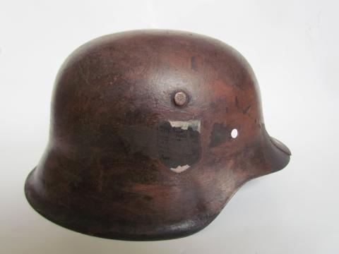 WW2 GERMAN NAZI RARE M42 DOUBLE DECALS WAFFEN SS HELMET SHELL DENAZIFIED