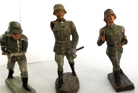 LOT OF 6 1930S ORIGINAL GERMAN SOLDIERS FIGURINES ELASTOLIN, LINEOL, HAUSSER, SCHUCO RARE TOY