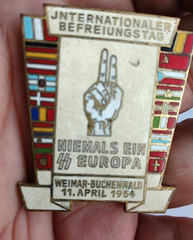POST WW2 GERMAN NAZI AMAZING & RARE WAFFEN SS PIN BADGE FOR THE CONCENTRATION CAMP BUCHENWALD SS COMMEMORATIVE PIN
