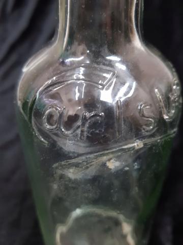 RARE PRE THIRD REICH 1920S DANISH BREWERY CARLSBERG BEER BOTTLE WITH THE USE OF THE "CHANCE" SWASTIKA ON THE LOGO AND ON THE BOTTLE