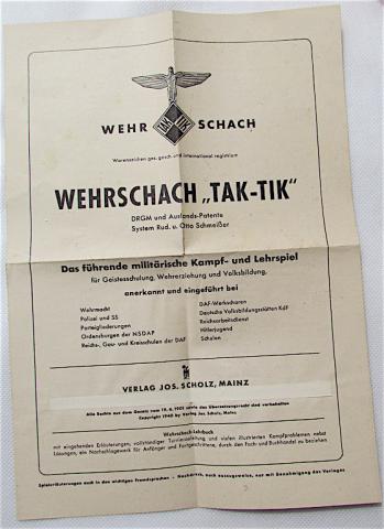 *RARE WW2 GERMAN III REICH WEHRMACHT BOARD GAME TAK-TIK Wehrschach 1940 wh