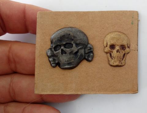 ***REPLIKA*** NICE WAFFEN SS TOTENKOPF SKULLS PANZER GRENADIER LOT OF 2 SKULLS