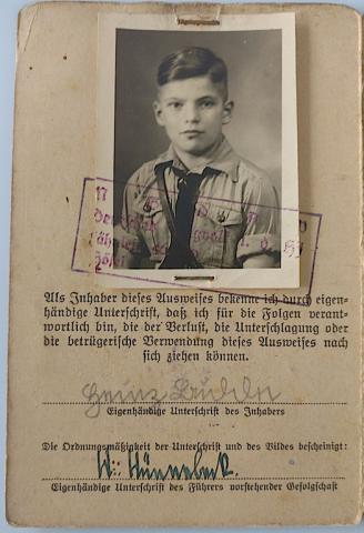 WW1 GERMAN NAZI AMAZING HITLER YOUTH FLIP ID WITH PHOTO NAME DATE STAMPS ETC.. WOW HJ HITLERJUGEND
