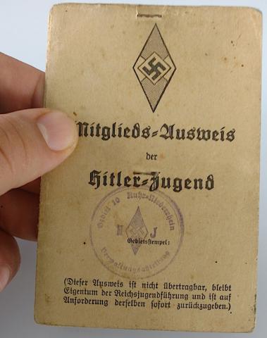 WW1 GERMAN NAZI AMAZING HITLER YOUTH FLIP ID WITH PHOTO NAME DATE STAMPS ETC.. WOW HJ HITLERJUGEND