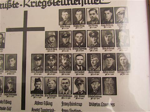 WW2 GERMAN COMMEMORATIVE FRAME WITH MANY WEHRMACHT OFFICER WHO DIED + IRON CROSS