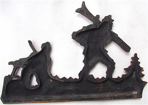 WW2 GERMAN III REICH UNIQUE LARGE METAL 2 WIKING WAFFEN SS SOLDIERS IN MOUTAIN TRENCH ART