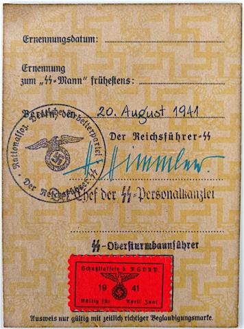 WW2 GERMAN NAZI 100% ORIGINAL WAFFEN SS NSDAP ID WITH STAMPS AND PHOTO