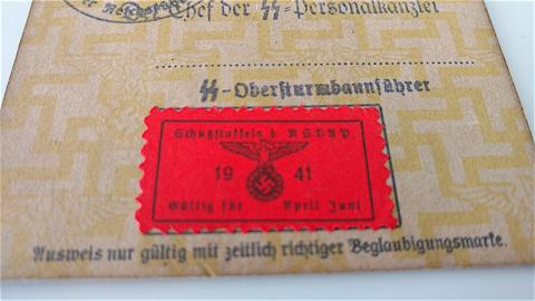 WW2 GERMAN NAZI 100% ORIGINAL WAFFEN SS NSDAP ID WITH STAMPS AND PHOTO
