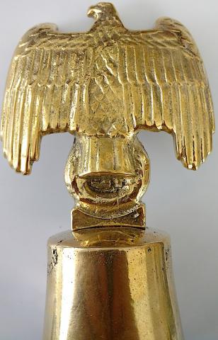 WW2 GERMAN NAZI 1936 BERLIN OLYMPIC PERIOD UNUSUAL BRASS BELL WITH RED SWASTIKA AND NICE EAGLE