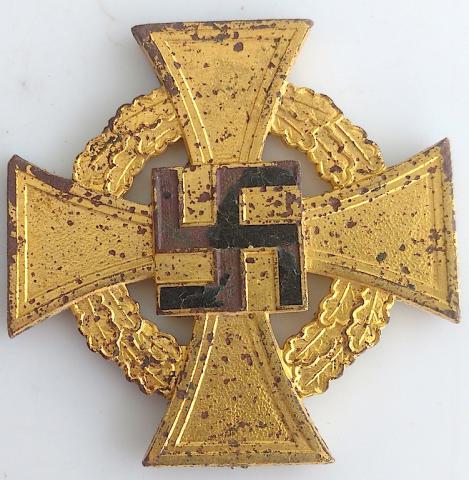 WW2 GERMAN NAZI 40 YEARS OF FAITHFUL SERVICES IN THE WEHRMACHT ARMY MEDAL AWARD RELIC FOUND NO RIBBON IN GOLD