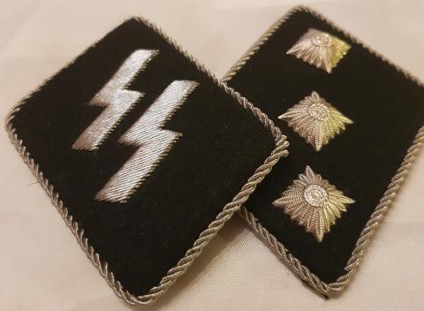 WW2 GERMAN NAZI ABSOLUTE AMAZING WAFFEN SS SS-Untersturmführer COLLAR TABS SET UNISSUED, MINT