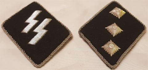 WW2 GERMAN NAZI ABSOLUTE AMAZING WAFFEN SS SS-Untersturmführer COLLAR TABS SET UNISSUED, MINT