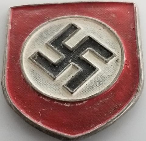 WW2 GERMAN NAZI AFRIKA KORPS TROPICAL HELMET SHIELD RED SWASTIKA MAKER MARKED