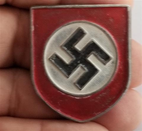 WW2 GERMAN NAZI AFRIKA KORPS TROPICAL HELMET SHIELD RED SWASTIKA MAKER MARKED