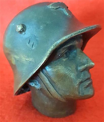 WW2 GERMAN NAZI AMAZING TO DISPLAY WEHRMACHT WAFFEN SS SOLDIER HEAD WITH NICE HELMET AND THIRD REICH EAGLE