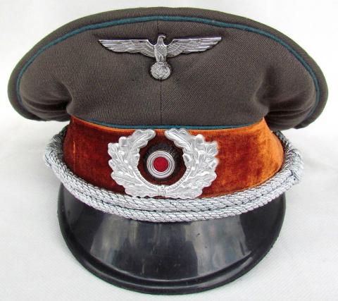 WW2 GERMAN NAZI AMAZING HEER ARMY OFFICER VISOR CAP WITH RZM TAG