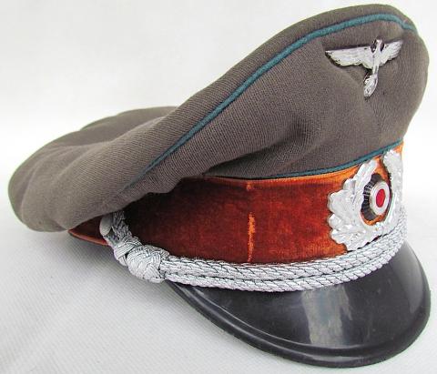 WW2 GERMAN NAZI AMAZING HEER ARMY OFFICER VISOR CAP WITH RZM TAG