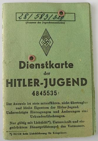 WW2 GERMAN NAZI AMAZING HITLER YOUTH HITLERJUGEND hj YOUNG WOMAN FLIP ID WITH PHOTO NAME AND STAMPS WOW