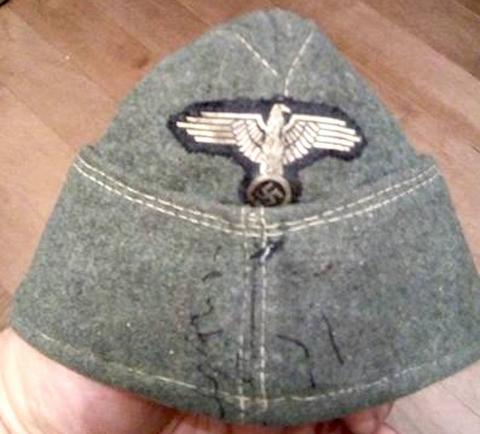 WW2 GERMAN NAZI AMAZING RARE WAFFEN SS TOTENKOPF M43 OVERSEAS CAP SKULL REMOVED