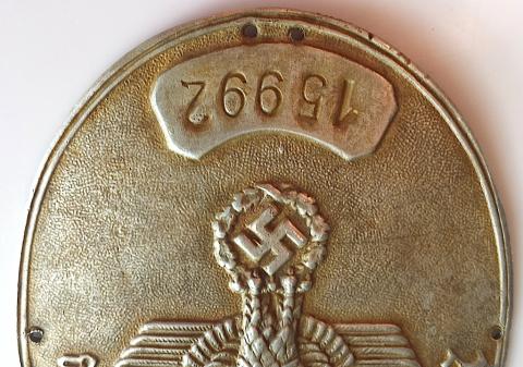  WW2 GERMAN NAZI CAR VEHICULE ALUMINIUM PLATE NUMBERED WEHRMACHT NSDAP DDAC AUTO CLUB