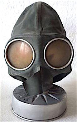 WW2 GERMAN NAZI CIVILIAN GAS MASK WITH THE THIRD REICH EAGLE STAMP ON IT - UNUSED