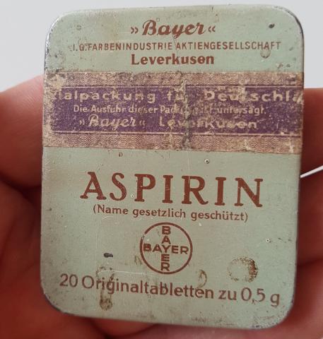 WW2 GERMAN NAZI CONCENTRATION CAMP AUSCHWITZ MONOWITZ I.G FARBEN INDUSTRY BAYER ASPIRIN PERIOD EMPTY CASE. RARE