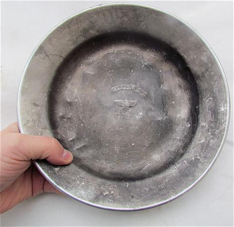 WW2 GERMAN NAZI CONCENTRATION CAMP INMATE FOOD PLATE MARKED AND DATED FORCED LABOR