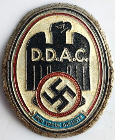 WW2 GERMAN NAZI D.D.A.C DDAC THIRD REICH AUTOMOBILE CLUB ALUMINIUM CAR PLATE WITH SWASTIKA AND EAGLE